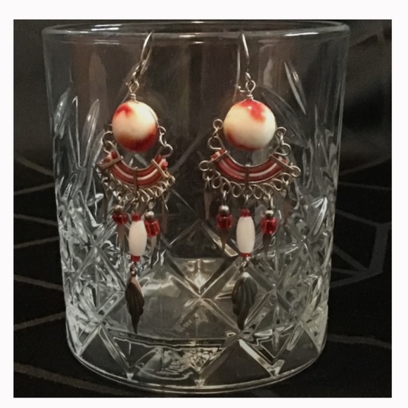 Bohemian style bead and spike earrings - Picture 4 of 6